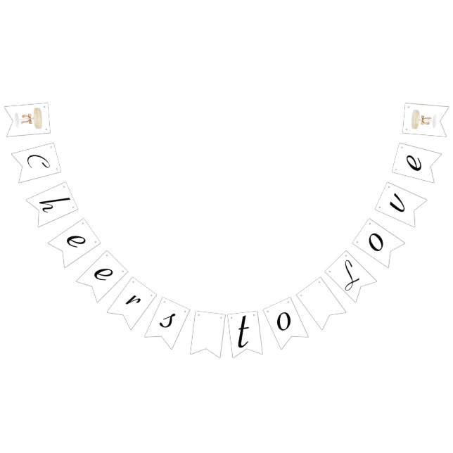 Bannière À Fanions Amour de mariage avec perles et Prosecco (Tout)