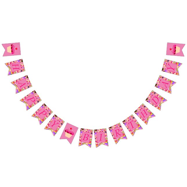 Bannière À Fanions Amusement, joyeux anniversaire de petit gâteau (Tout)