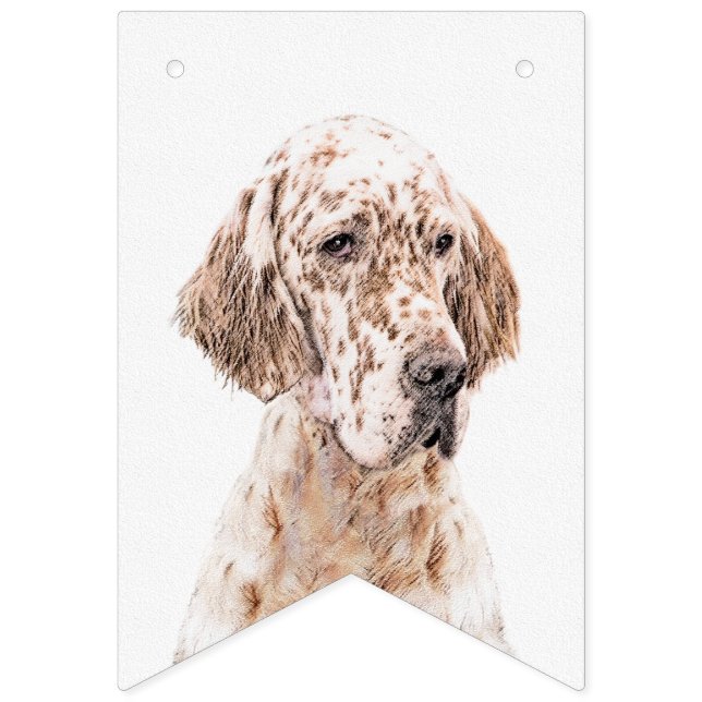 Bannière À Fanions Anglais Setter Orange Belton Peinture Chien Art (Premier drapeau)