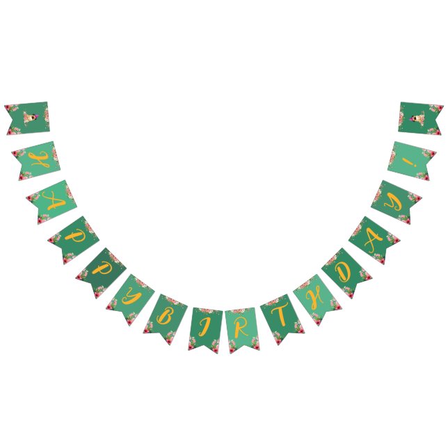 Bannière À Fanions Anniversaire de enfant floral mignon (Tout)