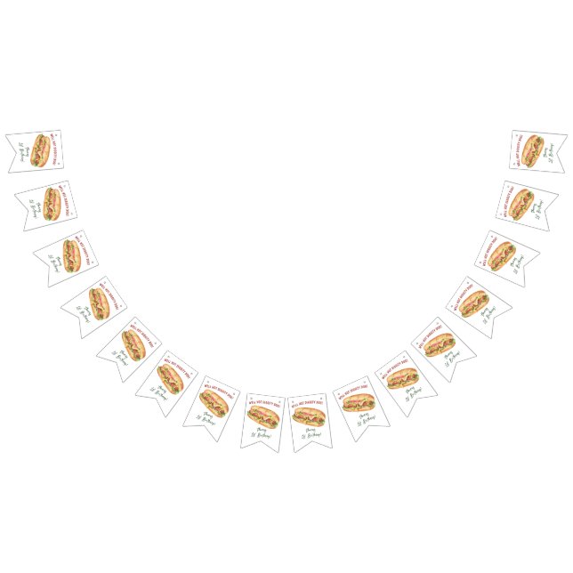 Bannière À Fanions Anniversaire de enfant Hot Dog Watercolor (Tout)