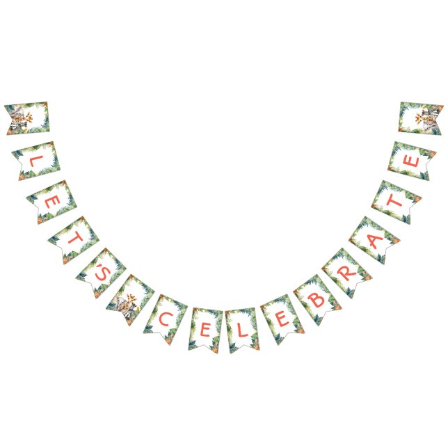 Bannière À Fanions Anniversaire de enfant Party Jungle Safari Animaux (Tout)