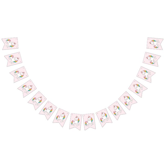 Bannière À Fanions Anniversaire. De mignons licornes. (Tout)