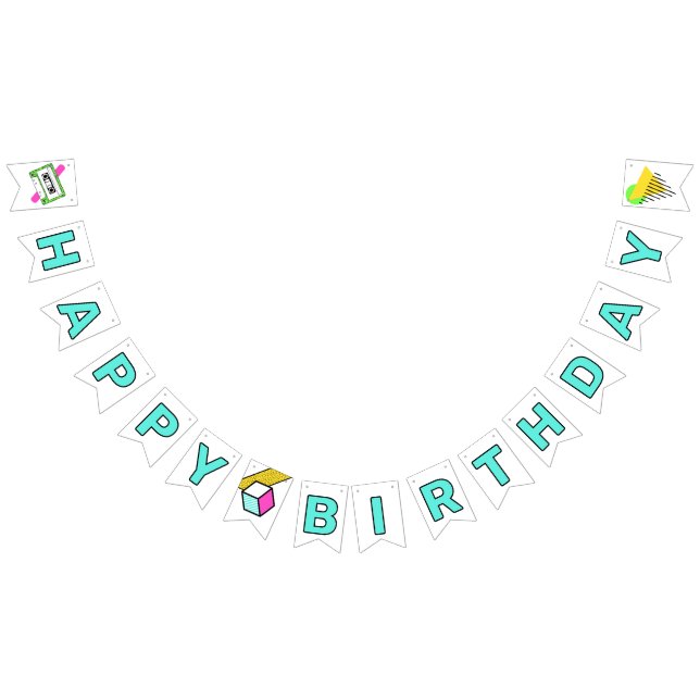 Bannière À Fanions Anniversaire des années 80 (Tout)