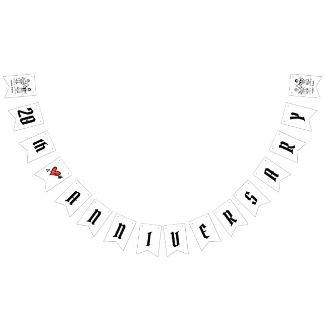 Bannière À Fanions Anniversaire Mariage personnalisé de couple de mot (Tout)