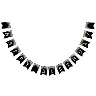 Bannière À Fanions Anniversaire noir et or