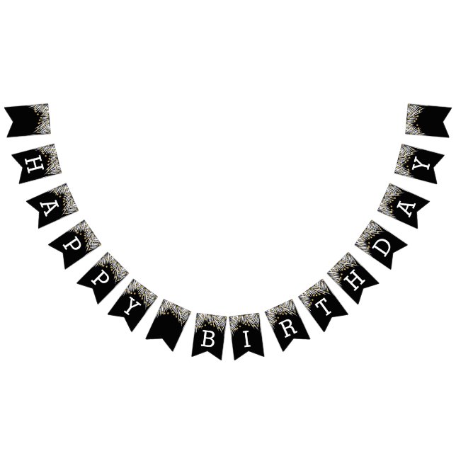 Bannière À Fanions Anniversaire noir et or (Tout)