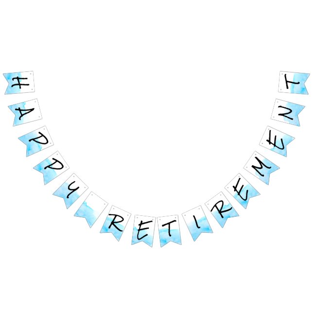 Bannière À Fanions Aquarelle blanche et bleue moderne joyeuse retrait (Tout)