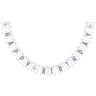 Bannière À Fanions Aquarelle Bleu Hot Air Balloon Flags