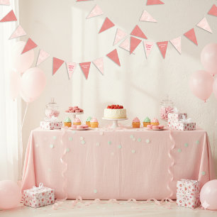 Bannière À Fanions Aquarelle de fraises roses Joyeux anniversaire