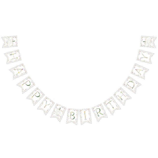 Bannière À Fanions Aquarelle florale Alphabet ABC Anniversaire (Tout)