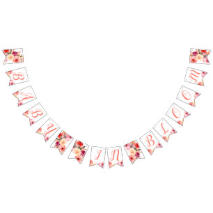 Bannière À Fanions Aquarelle Florale bébé dans le Baby shower en fleu