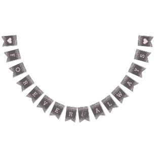 Bannière À Fanions Aquarelle rose pâle Confetti Mariage pour toujours