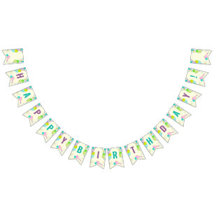 Bannière À Fanions Aquarelle Thème Pickleball Sports Anniversaire