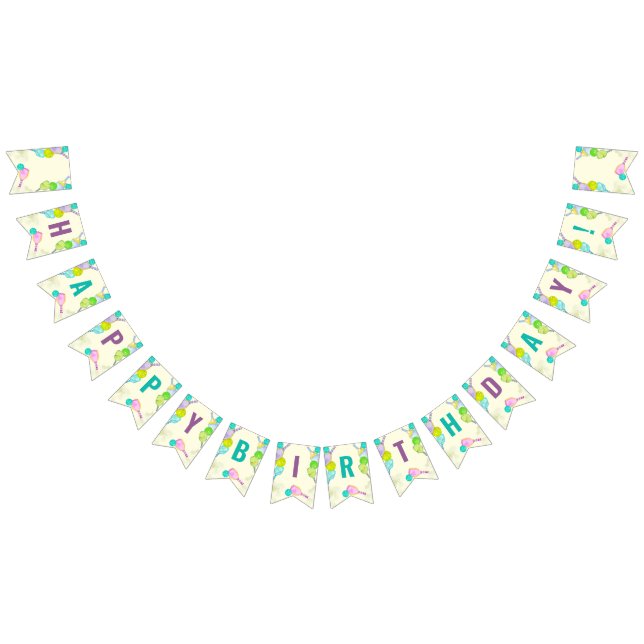 Bannière À Fanions Aquarelle Thème Pickleball Sports Anniversaire (Tout)