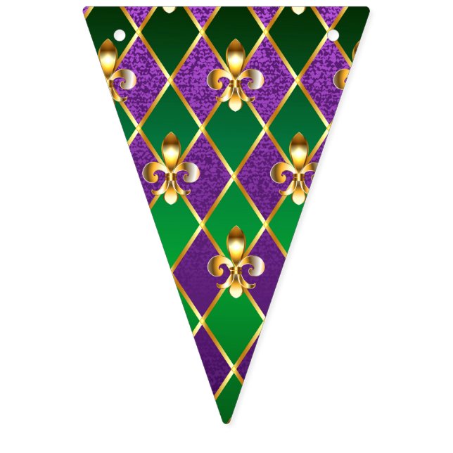 Bannière À Fanions Arrière - plan de bijoux Mardi Gras (Premier drapeau)