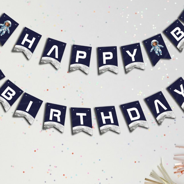 Bannière À Fanions Astronaut Birthday Party 1st Trip Around the Sun (Créateur téléchargé)