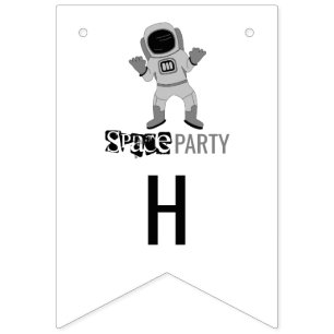 Bannière À Fanions Astronaute de la Space Party, Anniversaire