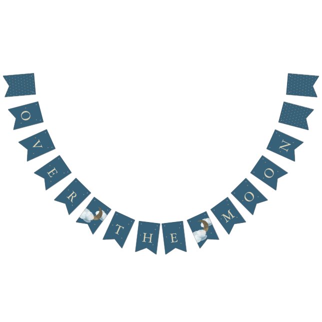 Bannière À Fanions Au-dessus du Baby shower de la Lune Pavillon bleu  (Tout)