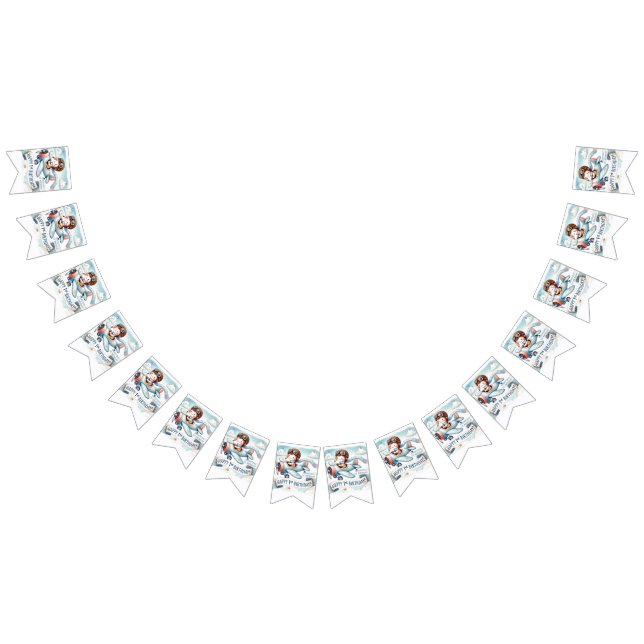 Bannière À Fanions Avion Boy 1er anniversaire (Tout)