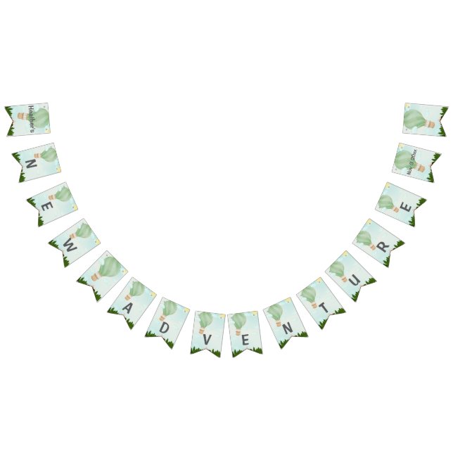 Bannière À Fanions Baby shower Aventure Attente|Nom et date personnal (Tout)