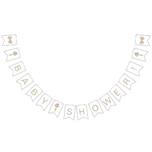 Bannière À Fanions Baby shower Ballotte beige