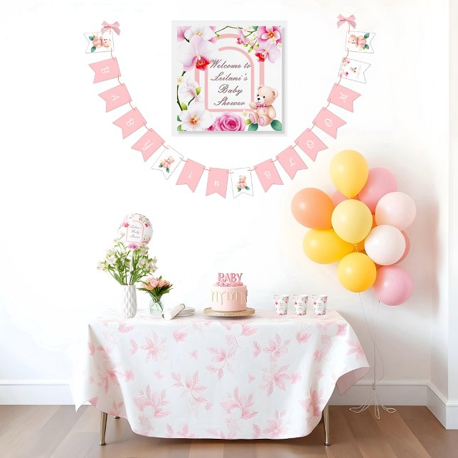 Bannière À Fanions Baby shower bébé en fleur pour une fille (Créateur téléchargé)
