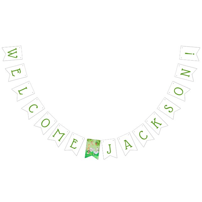 Bannière À Fanions Baby shower bienvenu de jungle de safari d'animaux (Tout)