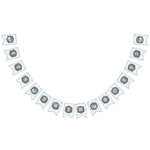 Bannière À Fanions Baby shower bleu de garçons de jumeau