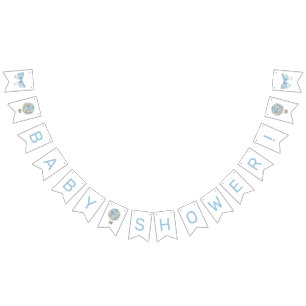Bannière À Fanions Baby shower Blue Hot Air Balloon