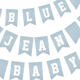 Bannière À Fanions Baby shower Blue Jean Baby Denim