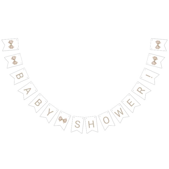 Bannière À Fanions Baby shower Bow beige (Tout)