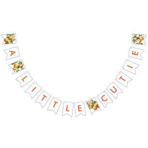 Bannière À Fanions Baby shower Clementine Orange Little Cutie