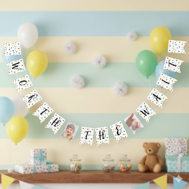 Bannière À Fanions Baby shower d'adoption (Adoption baby shower banner)