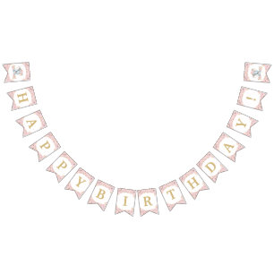 Bannière À Fanions Baby shower d'anniversaire rose pâle