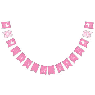 Bannière À Fanions Baby shower de transport vintage jolie fille rose