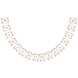 Bannière À Fanions Baby shower d'éléphant floral rose vif