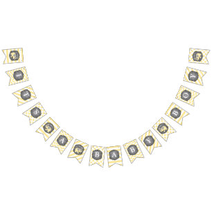 Bannière À Fanions Baby shower jaune d'Arc-cravate d'éléphant