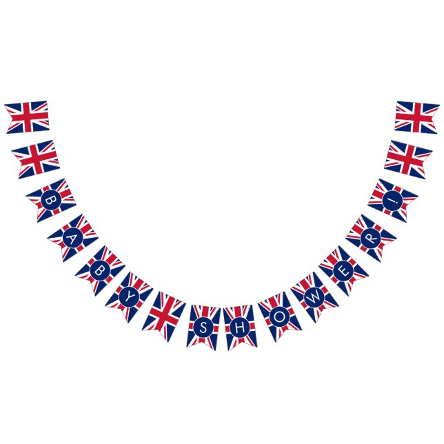 Bannière À Fanions Baby shower personnalisé Union Jack (Tout)