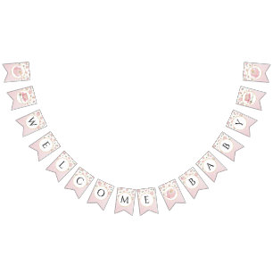 Bannière À Fanions Baby shower Pink Whimsical Welcome Tea Party
