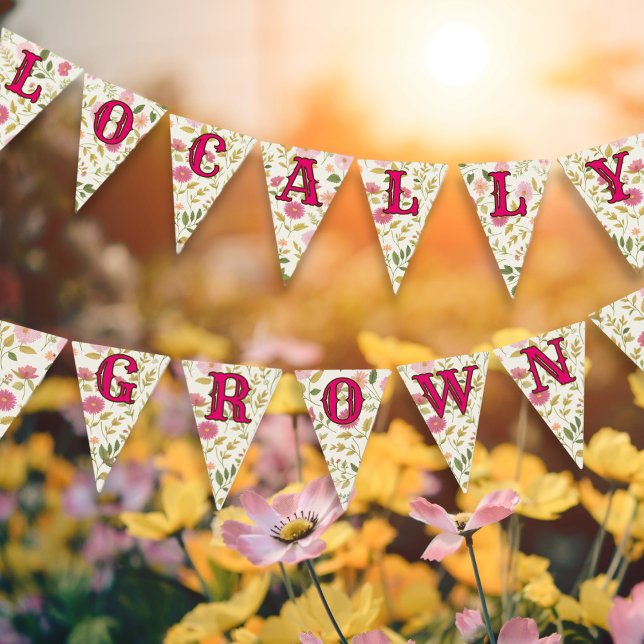 Bannière À Fanions Baby shower rose Floral cultivé localement (Créateur téléchargé)