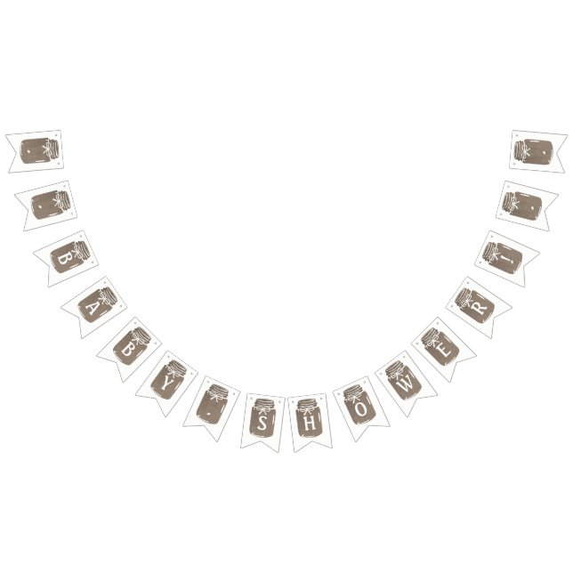 Bannière À Fanions Baby shower rustique Burlap Mason Jar (Tout)