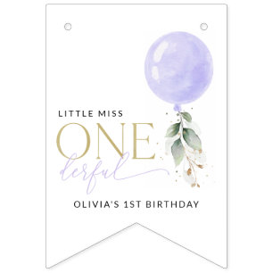 Bannière À Fanions Balcon Violet, Verdure, Feuillage, Premier Anniver