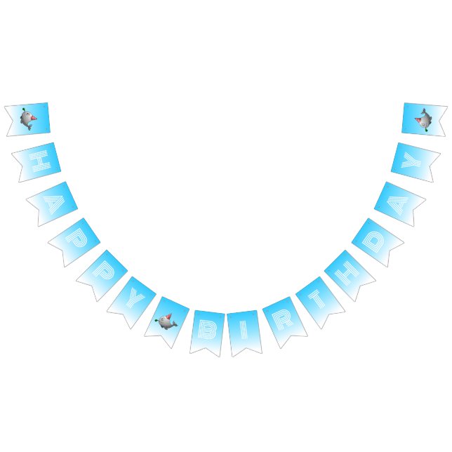 Bannière À Fanions Baleine prête pour la fête d'anniversaire (Tout)