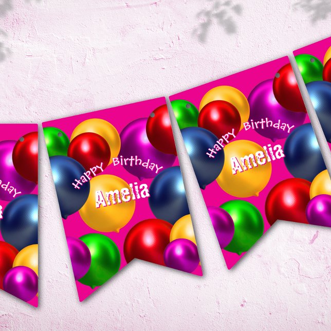 Bannière À Fanions Ballons d'anniversaire amusants Personnalisé (Créateur téléchargé)