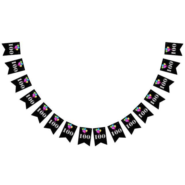 Bannière À Fanions Ballons de fête du 100e anniversaire (Tout)