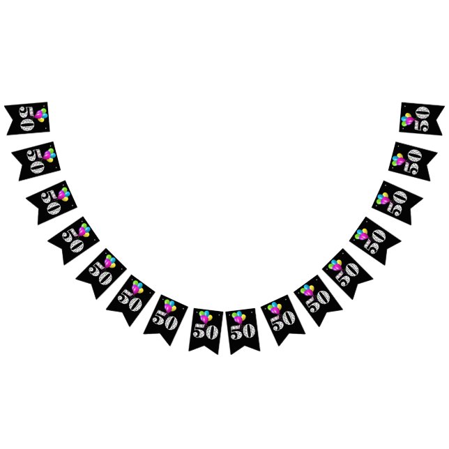 Bannière À Fanions Ballons de fête du 50e anniversaire (Tout)