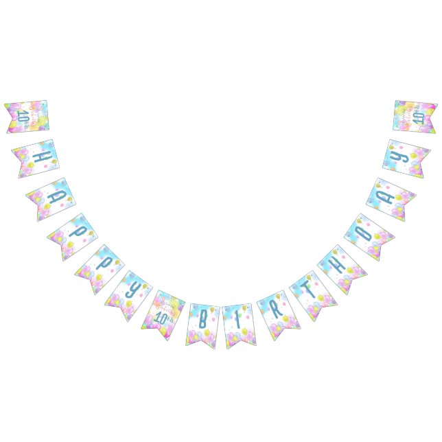 Bannière À Fanions Balloon Pastel Anniversaire (Tout)