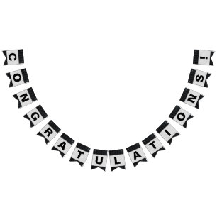 Bannière À Fanions bande épingle noire avec félicitations argent