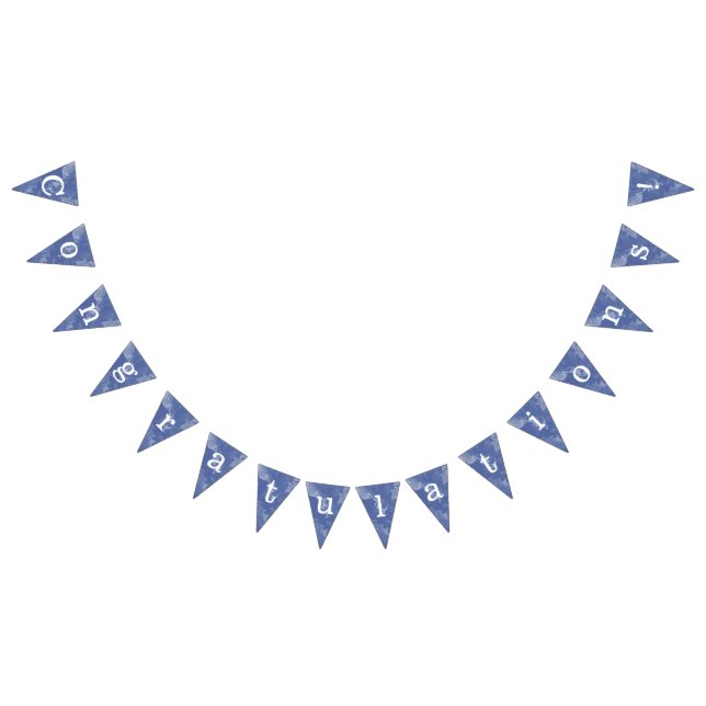 Bannière À Fanions Banderines efecto marmolado azul "Congratulations" (Tout)